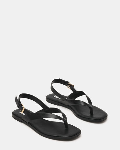 סנדלי אצבע שטוחים מעור NISSI בשחור