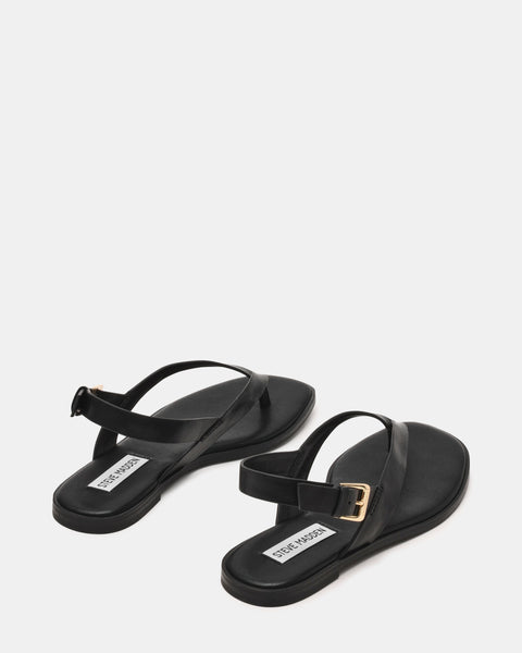 סטיב מאד - סנדלי אצבע שטוחים מעור NISSI בשחור