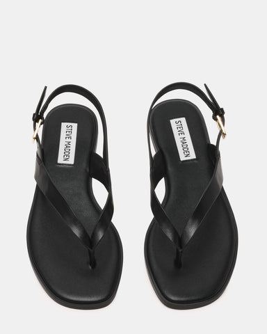 סנדלי אצבע שטוחים מעור NISSI בשחור