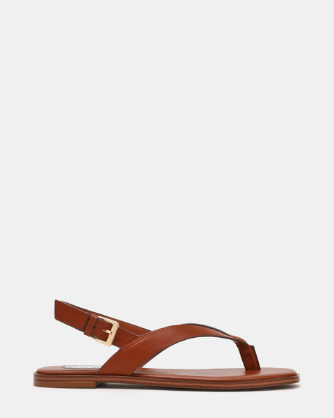 סטיב מאד - סנדלי אצבע שטוחים מעור NISSI בקאמל