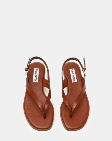 סנדלי אצבע שטוחים מעור NISSI בקאמל