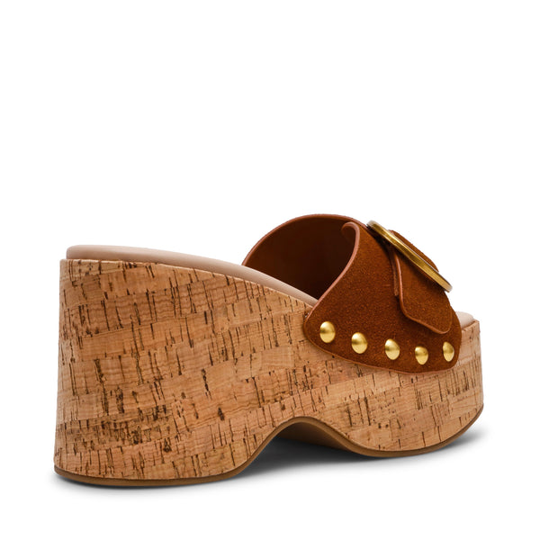 סטיב מאד - כפכפי פלטפורמה זמש PEDESTAL בקאמל