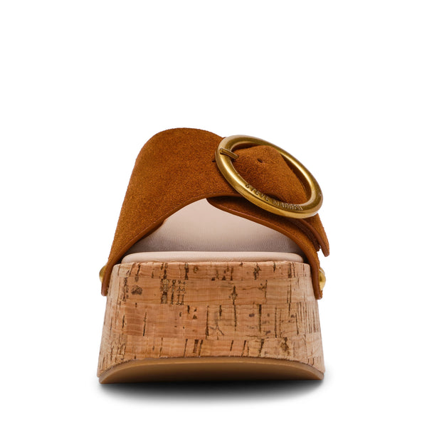 סטיב מאד - כפכפי פלטפורמה זמש PEDESTAL בקאמל