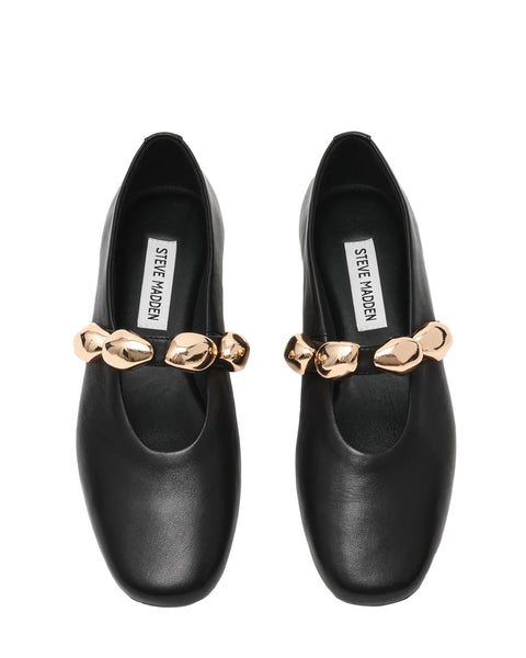 סטיב מאד - נעלי סירה שטוחות מעור POPPIN בשחור