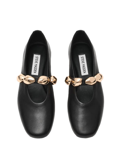 נעלי סירה שטוחות מעור POPPIN בשחור