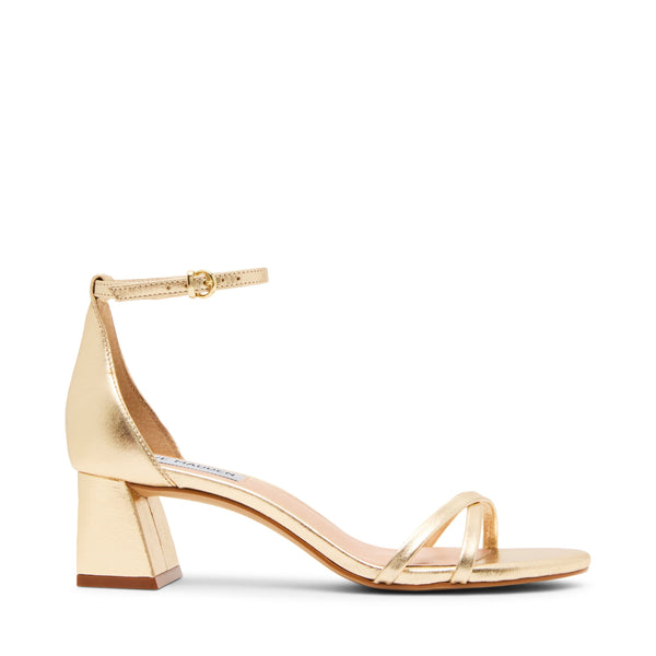 סטיב מאד - סנדלי עקב בינוני מעור RAE בזהב