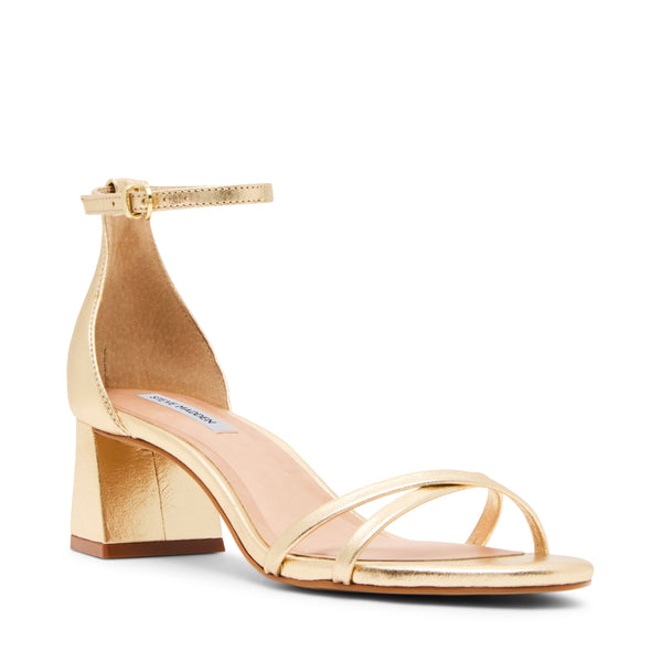 סטיב מאד - סנדלי עקב בינוני מעור RAE בזהב