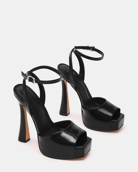 סטיב מאד - סנדלי עקב פלטפורמה מעור SASS בשחור