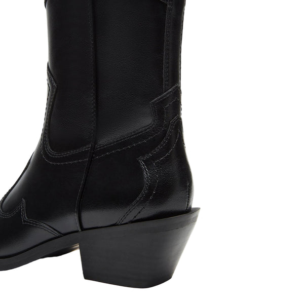 סטיב מאד - מגפוני בוקרים מעור לנשים  SHAYNE  בשחור