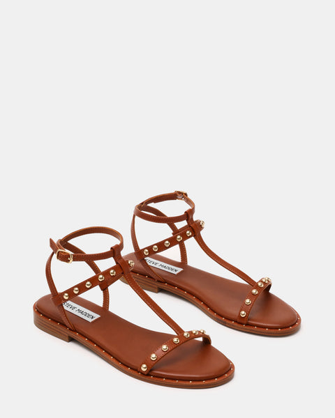 סטיב מאד - סנדלים שטוחים מעור לנשים TAHLIA בקאמל