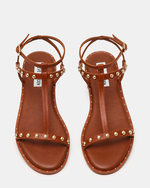 סטיב מאד - סנדלים שטוחים מעור לנשים TAHLIA בקאמל