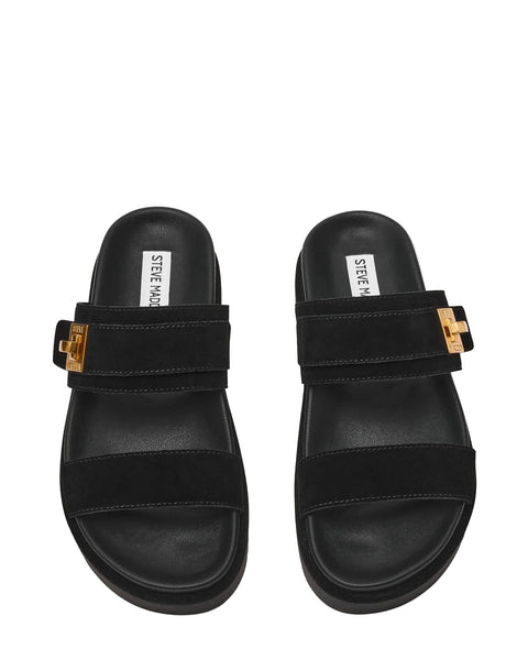 סטיב מאד - כפכפים שטוחים מזמש לנשים TAKE-TWO בשחור