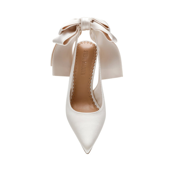 סטיב מאד - נעלי עקב סירה TEACUP בסאטן לבן