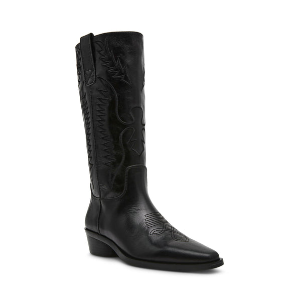 סטיב מאד - מגפי בוקרים מעור לנשים TRAVERSE בשחור