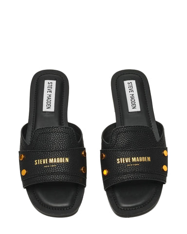 כפכפי עור שטוחים לנשים Z-STOP בשחור