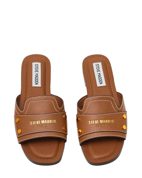 סטיב מאד - כפכפי עור שטוחים לנשים Z-STOP בקאמל