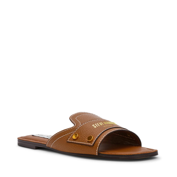 סטיב מאד - כפכפי עור שטוחים לנשים Z-STOP בקאמל