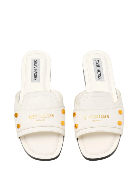 סטיב מאד - כפכפי עור שטוחים לנשים Z-STOP בלבן