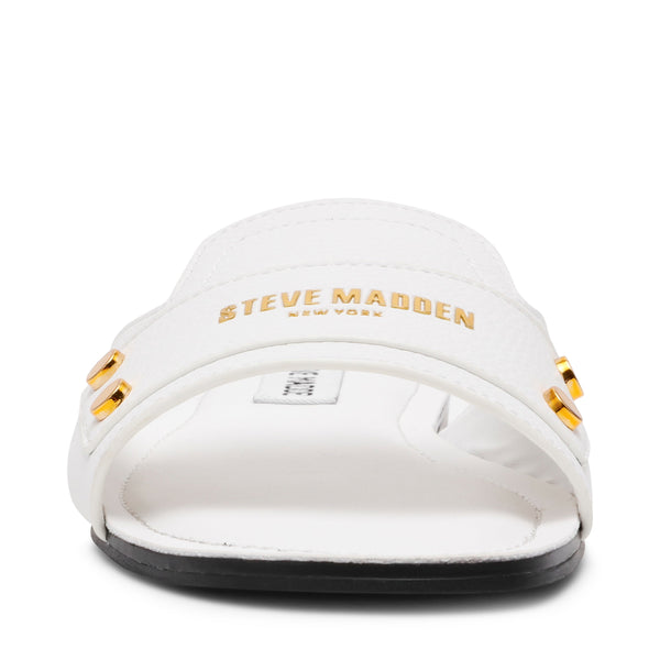 סטיב מאד - כפכפי עור שטוחים לנשים Z-STOP בלבן