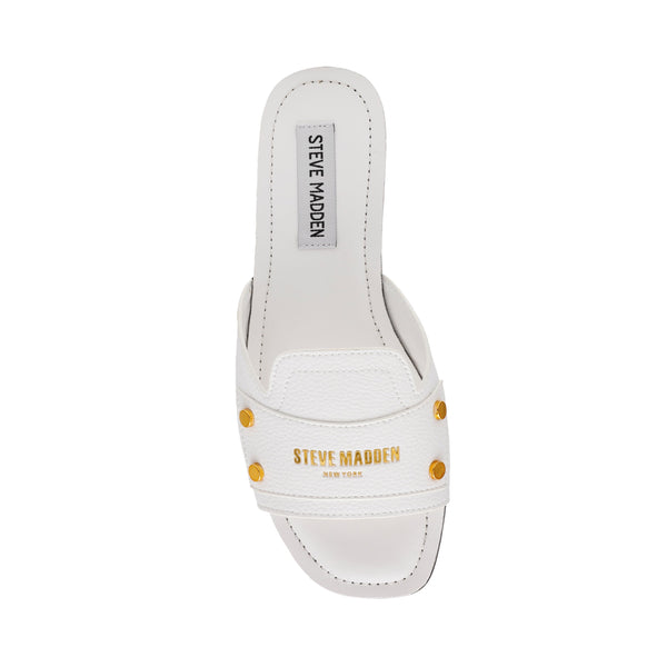 סטיב מאד - כפכפי עור שטוחים לנשים Z-STOP בלבן