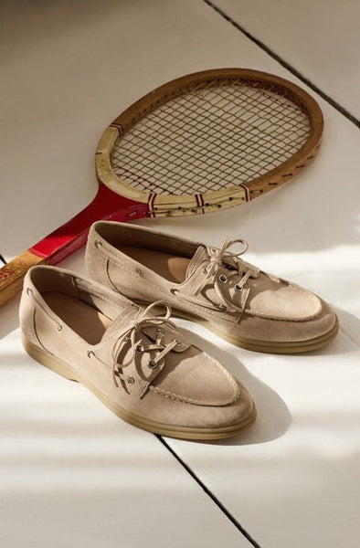סטיב מאד - נעלי מוקסין מזמש לנשים PORTS בגוון אבן