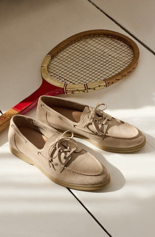 נעלי מוקסין מזמש לנשים PORTS בגוון אבן