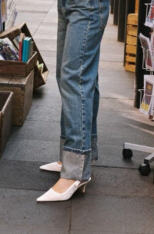 סטיב מאד - נעלי עקב סירה ENSEMBLE-P בלבן פנינה