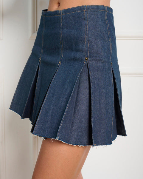 סטיב מאד - חצאית מיני ג'ינס JOAN בכחול כהה