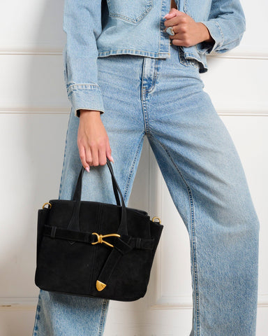 תיק צד זמש לנשים BSOOKIE בשחור זהב