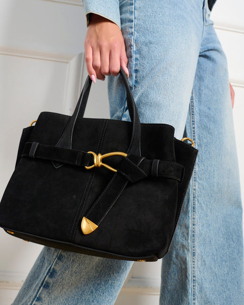 סטיב מאד - תיק צד זמש לנשים BSOOKIE בשחור זהב