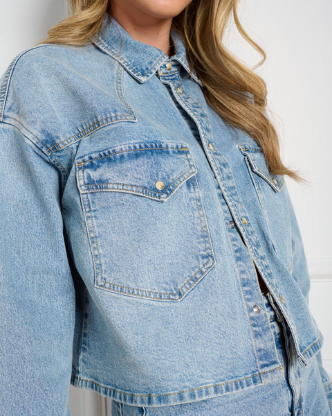 סטיב מאד - חולצת ג'ינס לנשים RAFI בג'ינס בהיר