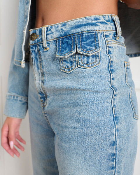 סטיב מאד - מכנסי ג'ינס לנשים GERALDINE בג'ינס בהיר