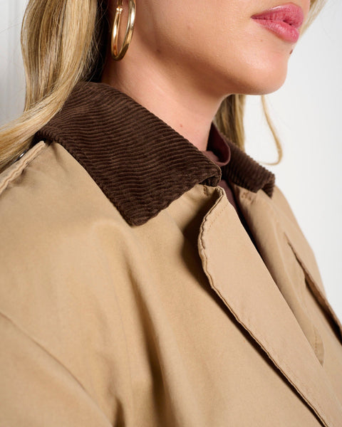 סטיב מאד - ג'קט טרנץ' קרופ LUISA בקאמל