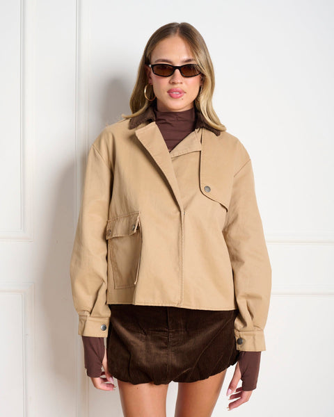 סטיב מאד - ג'קט טרנץ' קרופ LUISA בקאמל