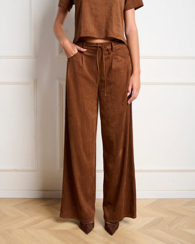 מכנסי ג'וגר בדמוי זמש ALYSIA בקאמל