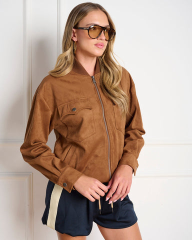 ג'קט דמוי זמש לנשים DEAN בחום