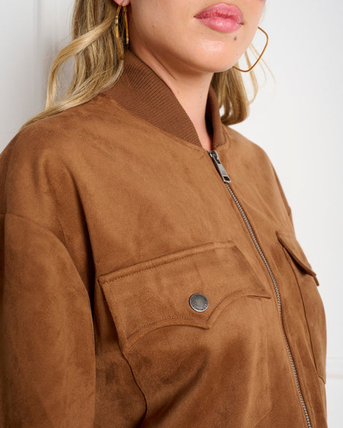 סטיב מאד - ג'קט דמוי זמש לנשים DEAN בחום