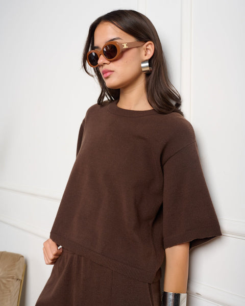 סטיב מאד - חולצת סריג לנשים KORI-T בחום