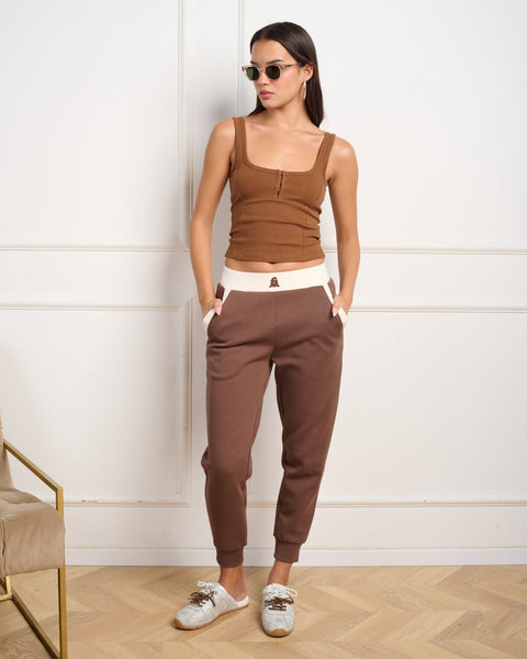 סטיב מאד - מכנסיים ארוכים לנשים MIRANDA-P בחום משולב