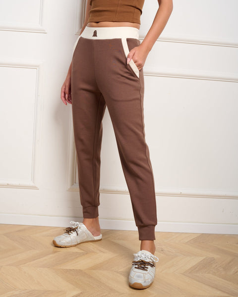 סטיב מאד - מכנסיים ארוכים לנשים MIRANDA-P בחום משולב