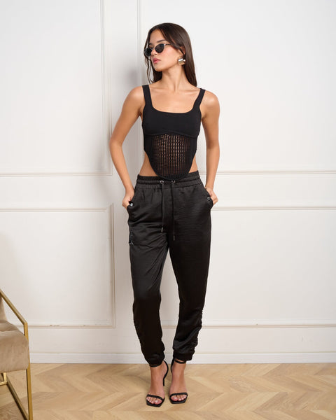 סטיב מאד - מכנסי ג'וגר לנשים MELANI-P בשחור