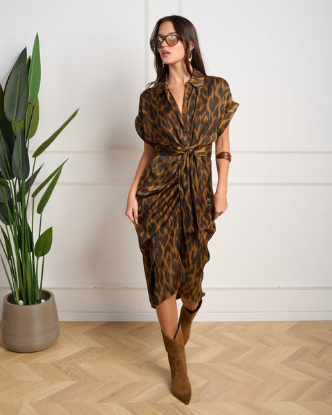 סטיב מאד - שמלת מעטפת מידי TORI במנומר