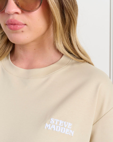 סטיב מאד - חולצת טי אוברסייז לנשים JAMES בבז'