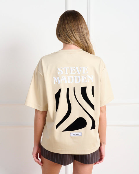 סטיב מאד - חולצת טי אוברסייז לנשים JAMES בבז'