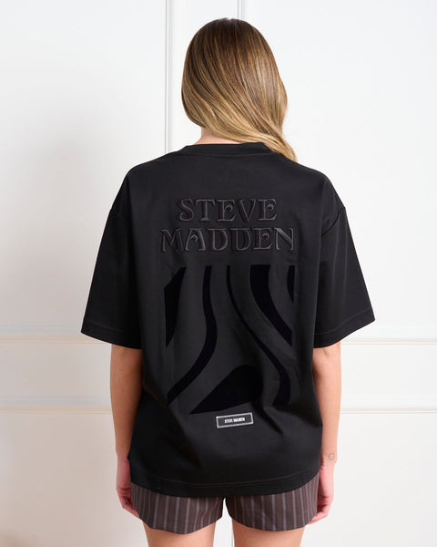 סטיב מאד - חולצת טי אוברסייז לנשים JAMES בשחור