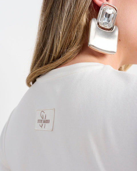 סטיב מאד - טי-שירט לנשים DANNY-T בגוון קרם