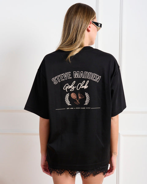 סטיב מאד - חולצת טי אוברסייז לנשים KIKA בשחור