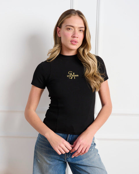 סטיב מאד - טי-שירט לנשים DANNY-T בשחור