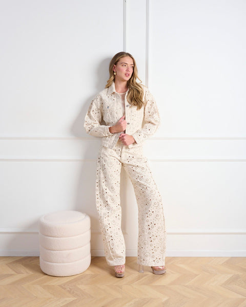 סטיב מאד - ג'קט ג'ינס לנשים HENRIETTA בגוון קרם