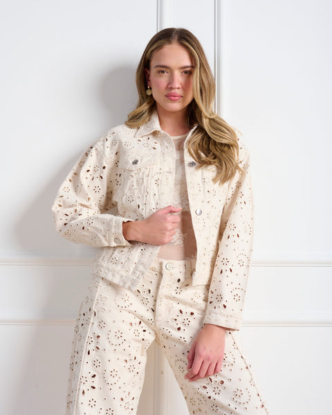 סטיב מאד - ג'קט ג'ינס לנשים HENRIETTA בגוון קרם